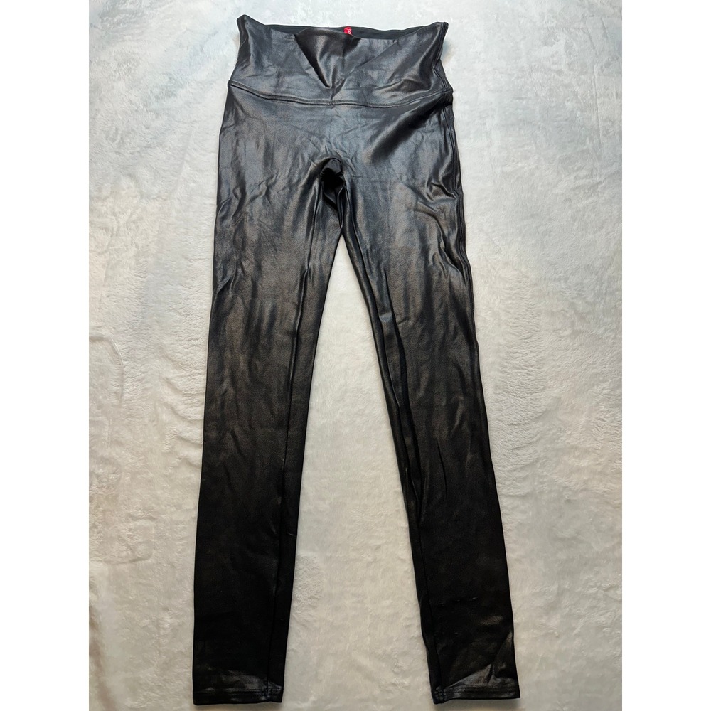 Spanx Faux Leather Leggings Black High Waisted Medium M - 198